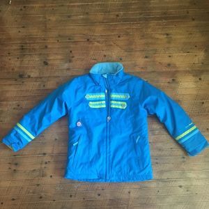 Obermeyer Blue Kids Jacket with Yellow Accents